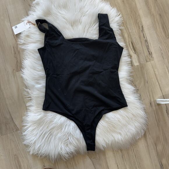 New Quince Black Stretch Cotton Jersey Square Neck Tank Bodysuit Size XL - Picture 5 of 5